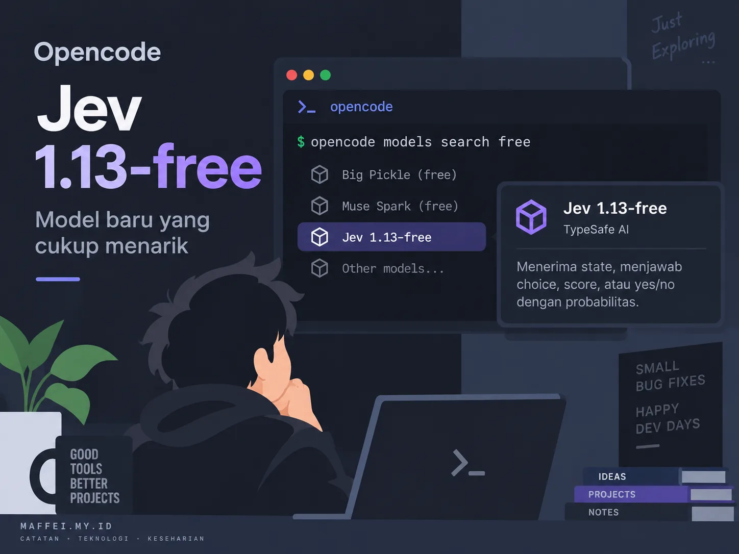 Model Jev 1.13-free di Opencode